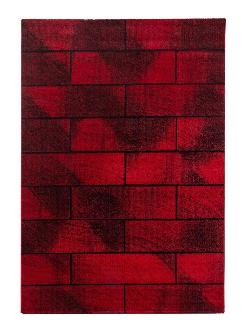 Tapis salon et chambre tissé motif géométrique OMEGOU Rouge - Kiabi
