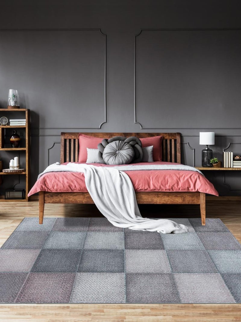 Tapis salon et chambre tissé motif géométrique ONTARIA Rose - Kiabi