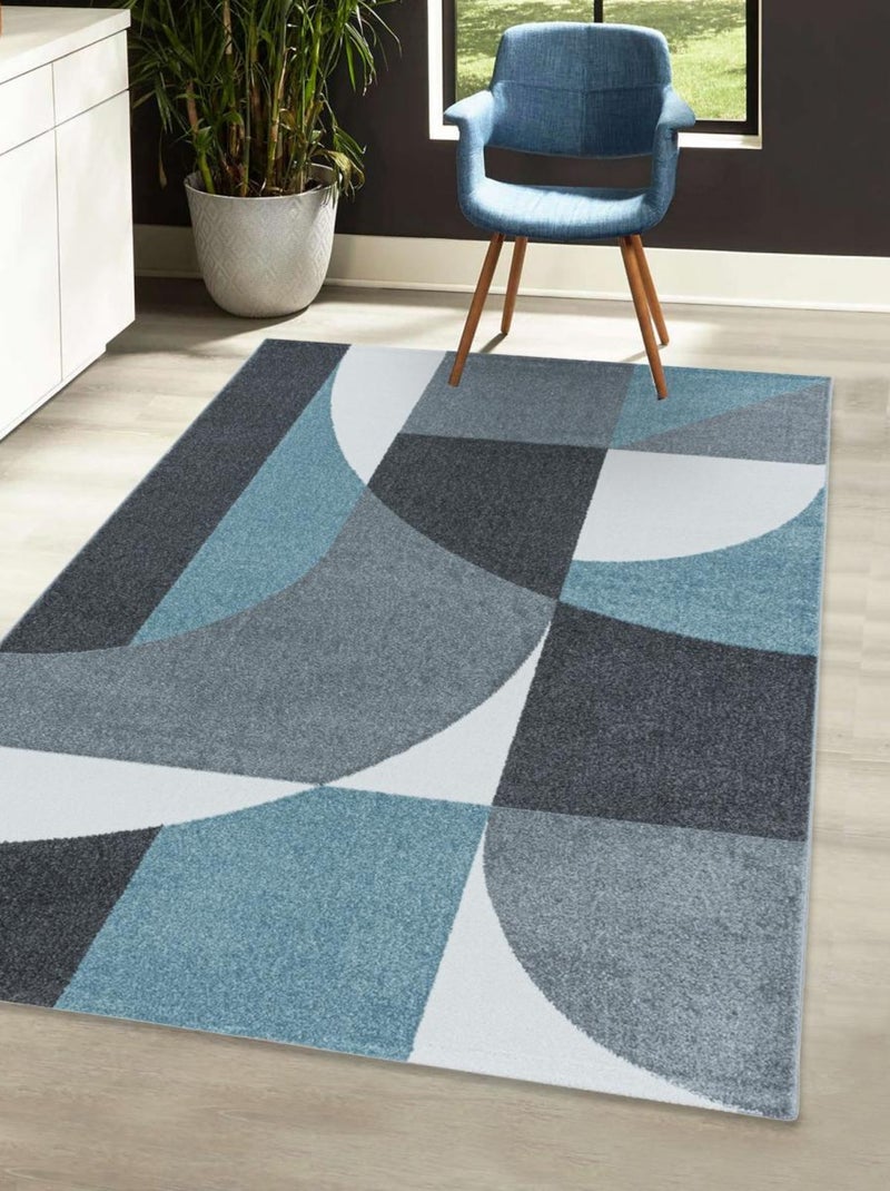 Tapis salon et chambre tissé motif géométrique ORICO Bleu - Kiabi