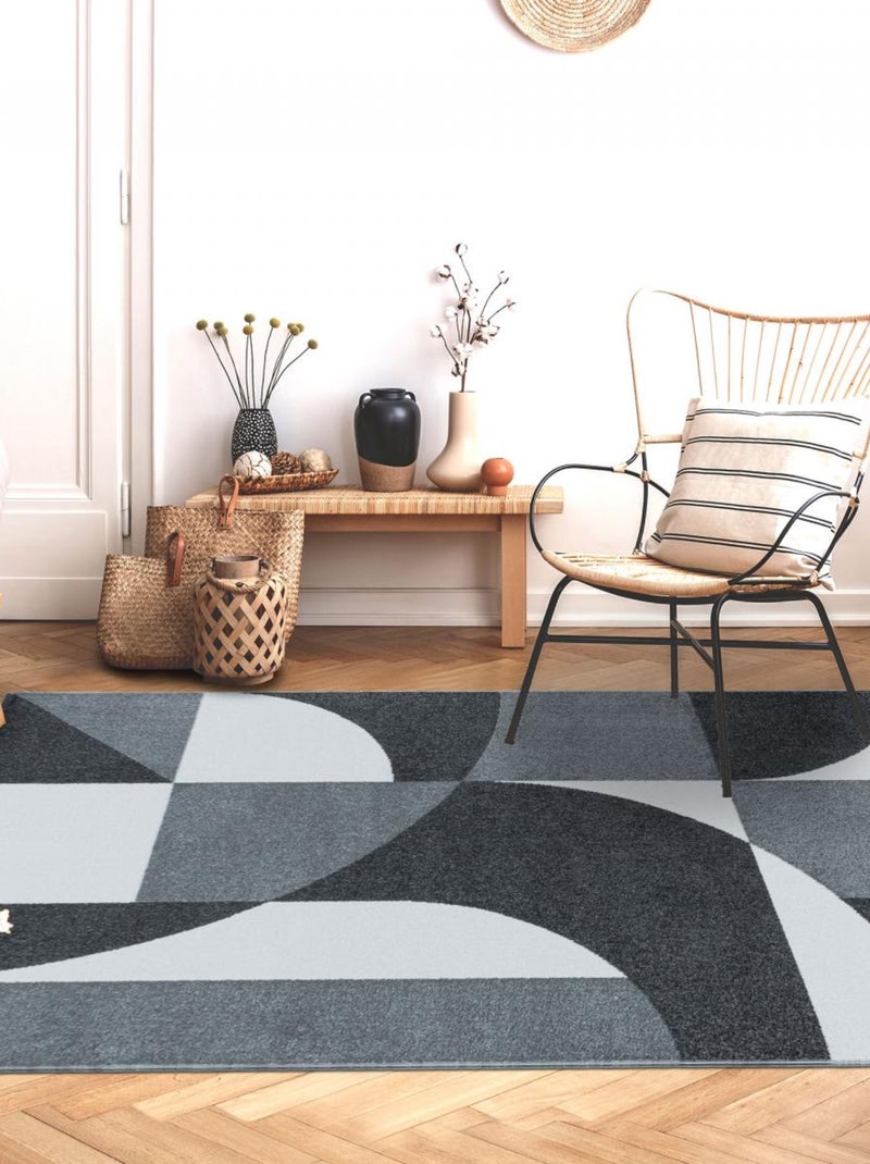 Tapis salon et chambre tissé motif géométrique ORICO Gris - Kiabi