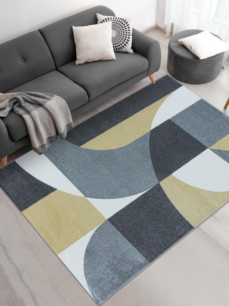 Tapis salon et chambre tissé motif géométrique ORICO Jaune - Kiabi
