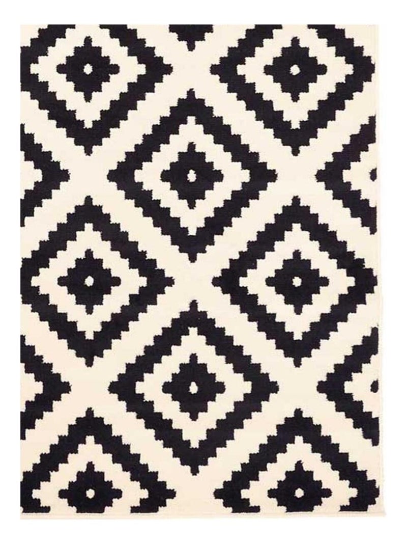 Tapis salon et chambre tissé motif géométrique ORMA Noir - Kiabi