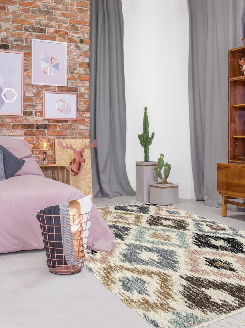 Tapis salon et chambre tissé motif géométrique PASTEL A Multicolore - Kiabi
