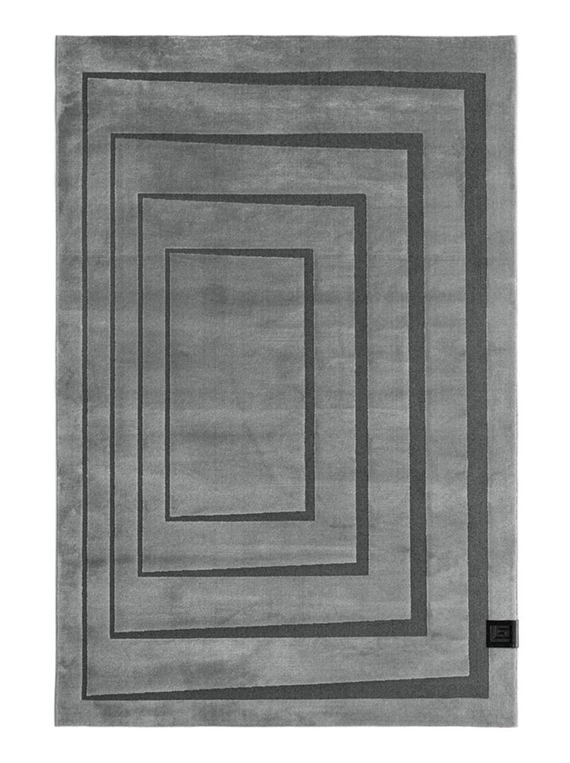Tapis salon et chambre tissé motif géométrique PLAZA Argent - Kiabi