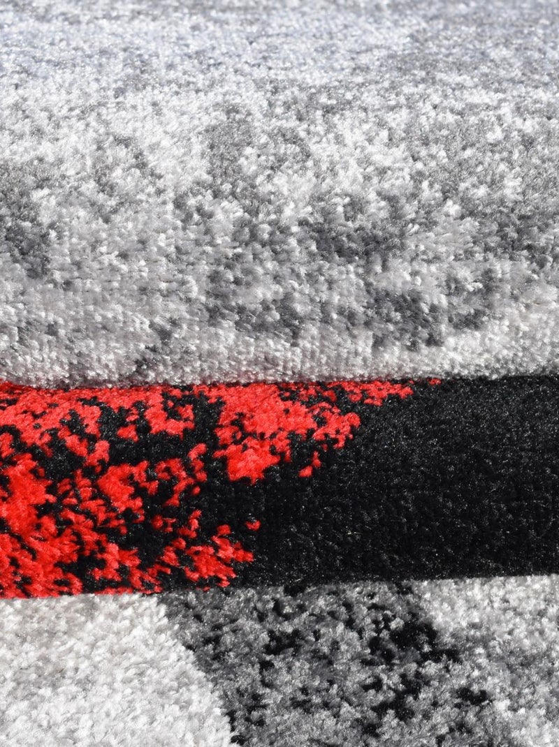 Tapis salon et chambre tissé motif géométrique RADULE Rouge - Kiabi