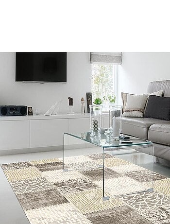 Tapis salon et chambre tissé motif géométrique SILICA