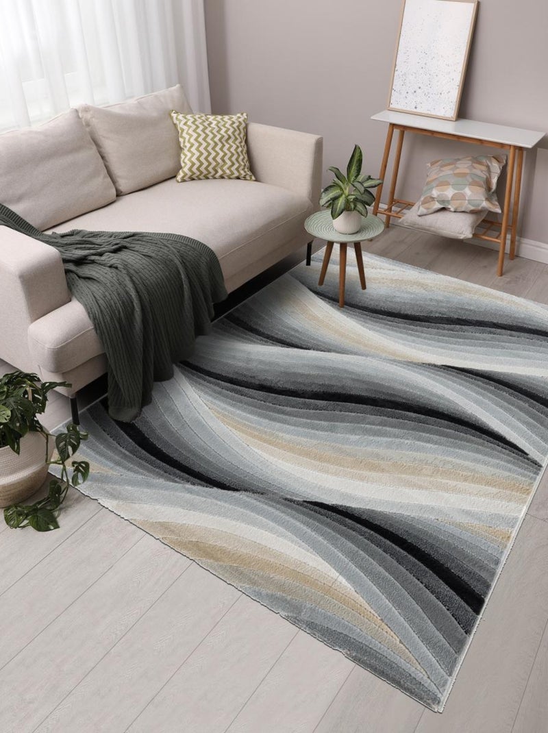 Tapis salon et chambre tissé motif géométrique SOLGA C Gris - Kiabi