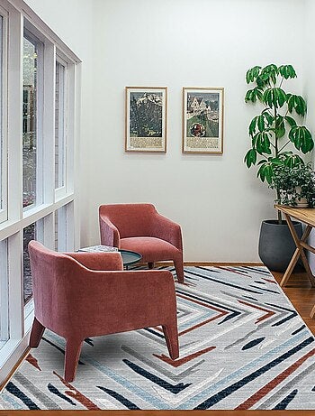 Tapis salon et chambre tissé motif géométrique SOLGA E