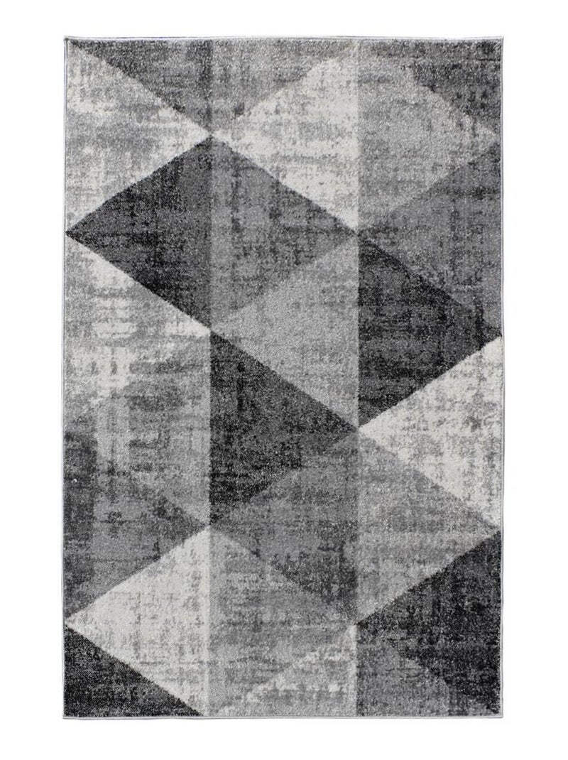 Tapis salon et chambre tissé motif géométrique SOLTAM Gris - Kiabi