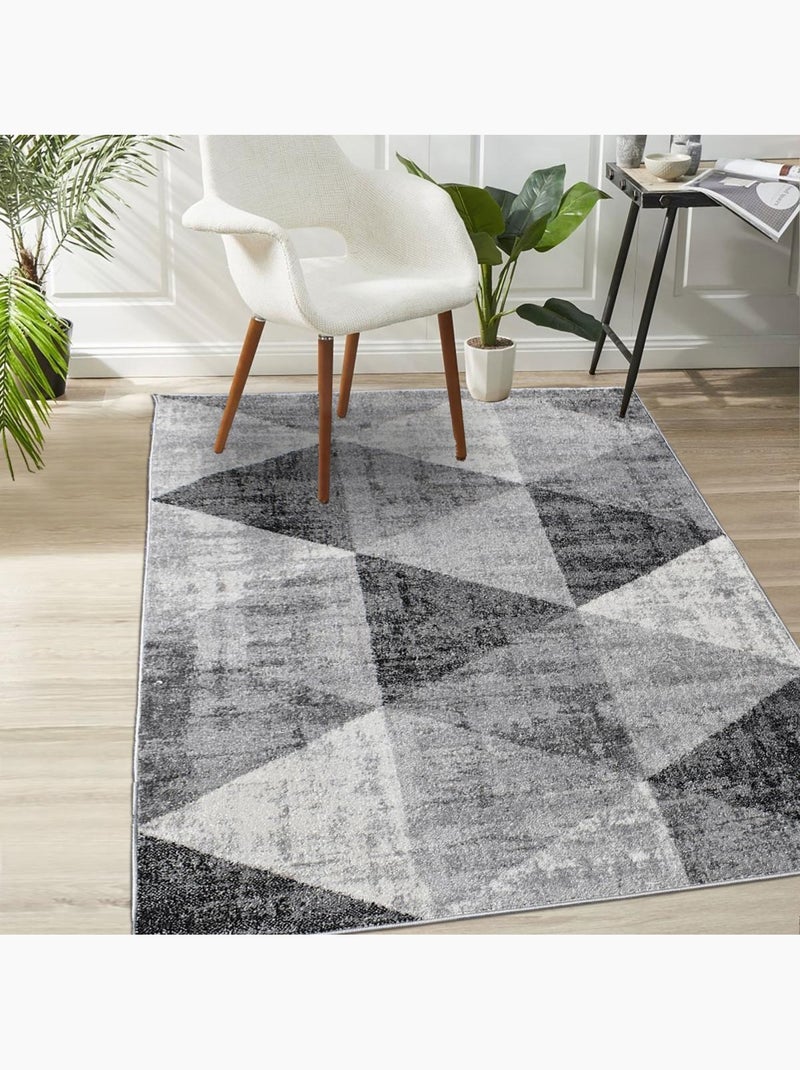 Tapis salon et chambre tissé motif géométrique SOLTAM Gris - Kiabi
