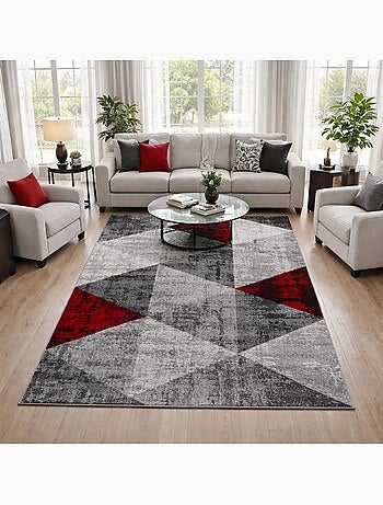 Tapis salon et chambre tissé motif géométrique SOLTAM