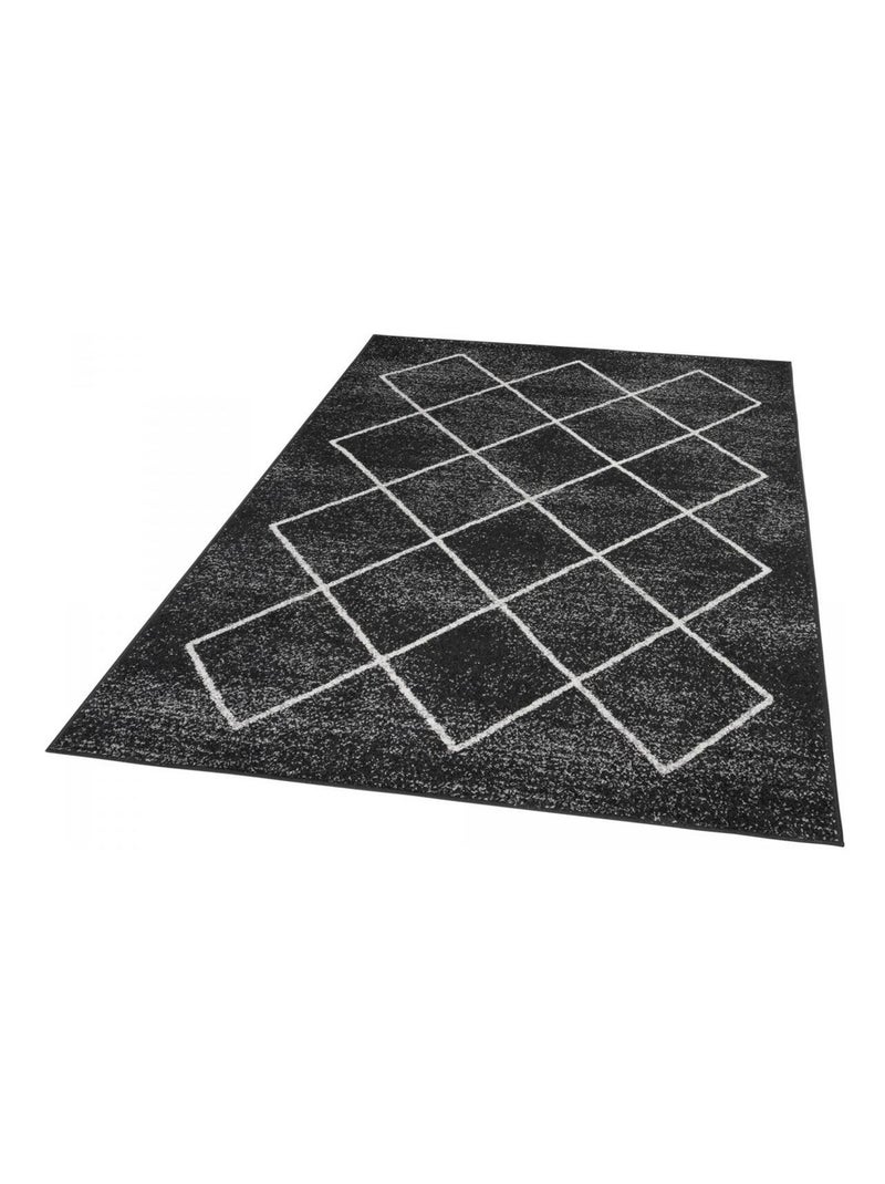 Tapis salon et chambre tissé motif géométrique SPATA 2 Noir - Kiabi