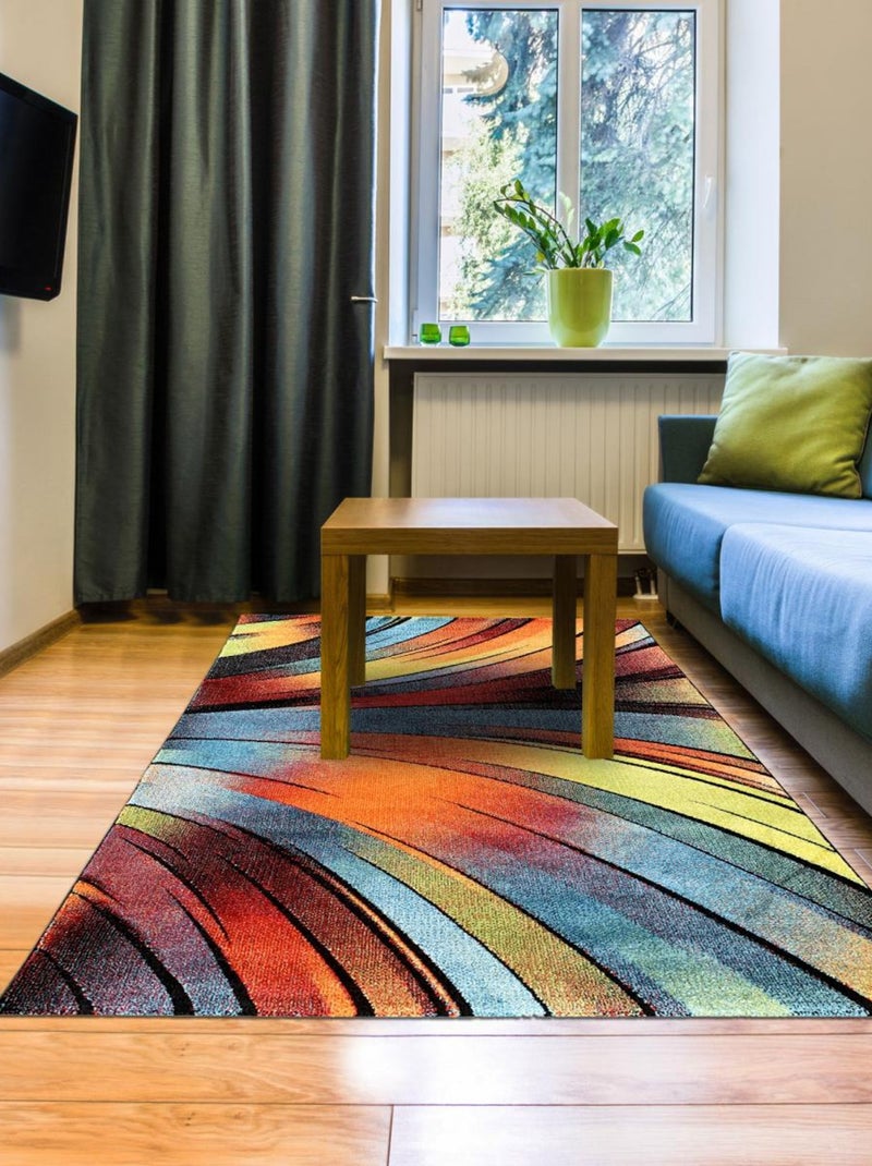 Tapis salon et chambre tissé motif géométrique STEYRE Multicolore - Kiabi