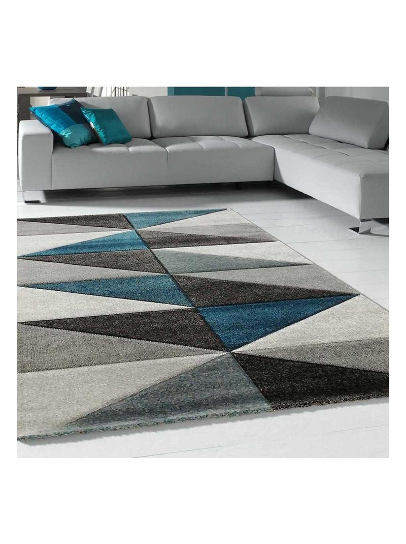 Tapis salon et chambre tissé motif géométrique VALAG Bleu - Kiabi