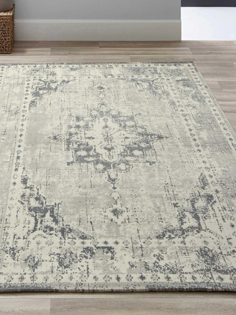 Tapis salon et chambre tissé motif oriental LUMIN 1 Gris - Kiabi