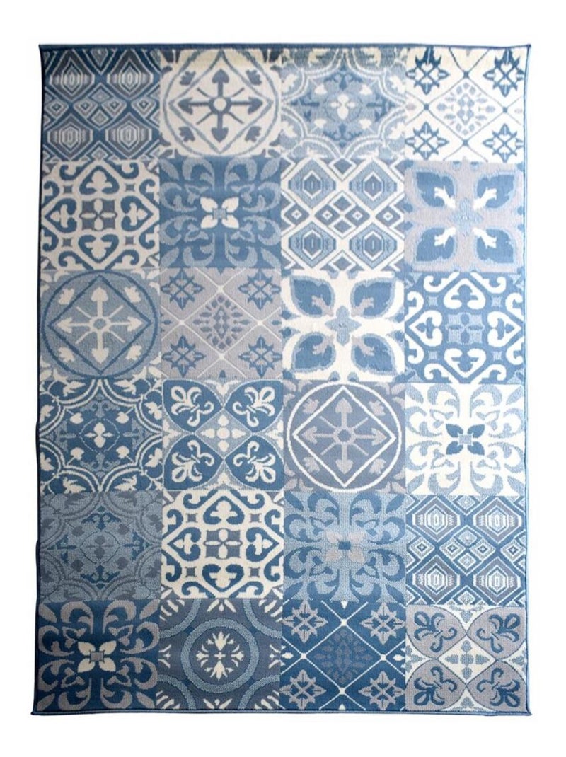 Tapis salon et chambre tissé motif oriental LYN49 TCHIMETO Bleu - Kiabi