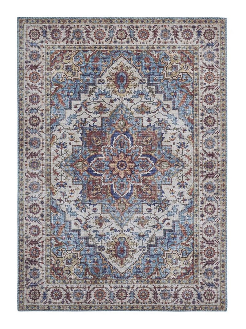 Tapis salon et chambre tissé motif oriental NIKEL Bleu - Kiabi