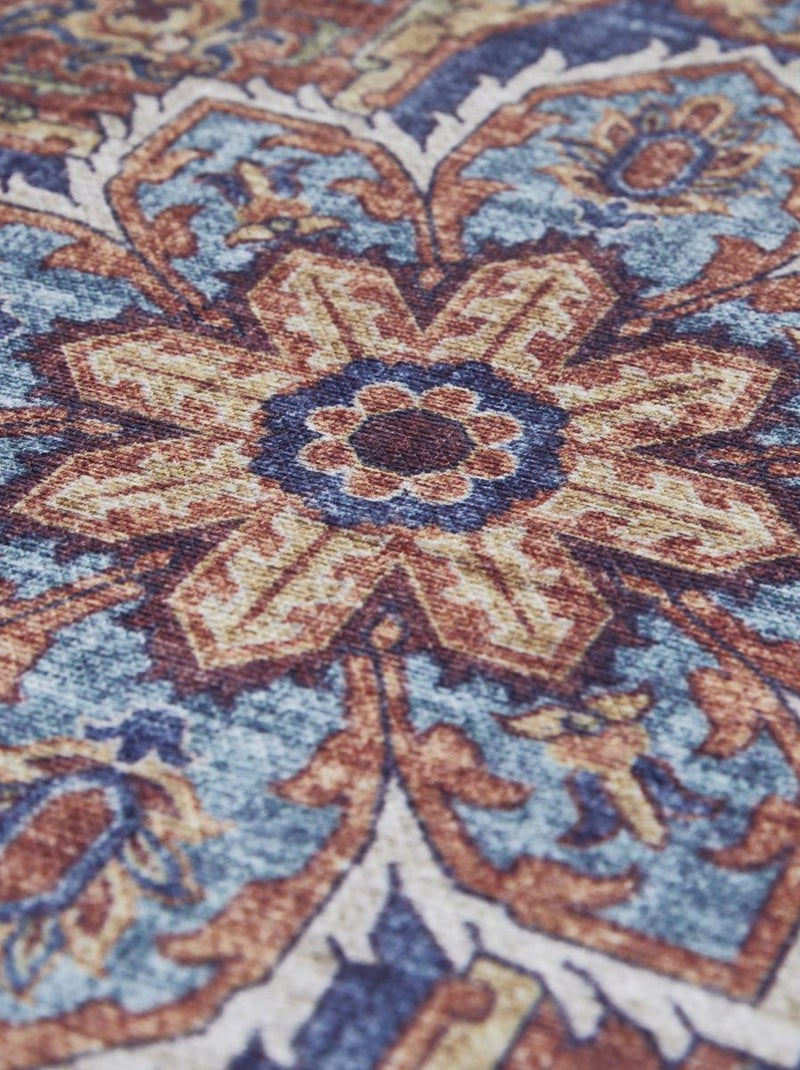 Tapis salon et chambre tissé motif oriental NIKEL Bleu - Kiabi
