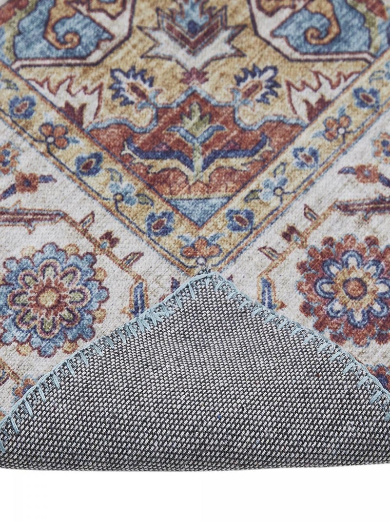 Tapis salon et chambre tissé motif oriental NIKEL Bleu - Kiabi