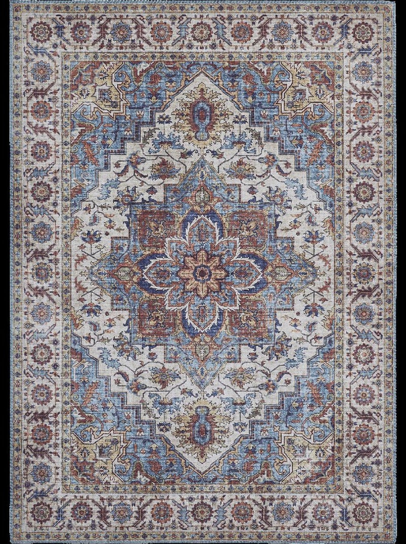 Tapis salon et chambre tissé motif oriental NIKEL Bleu - Kiabi