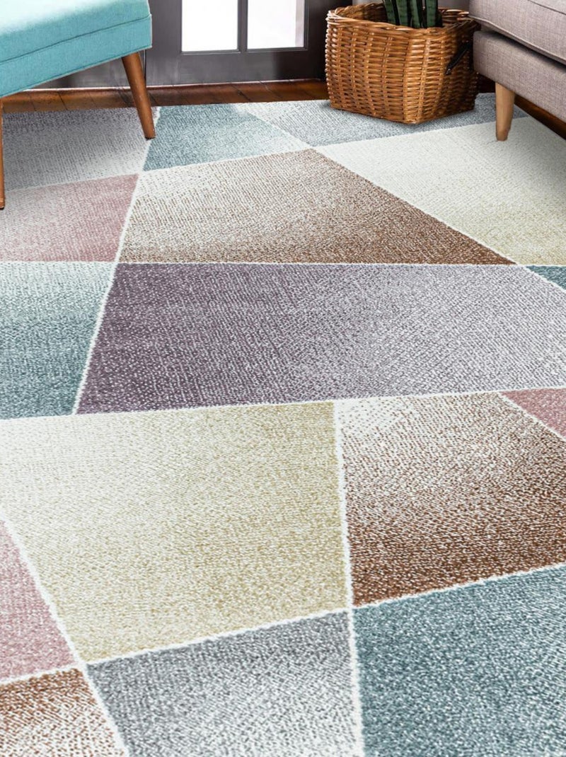 Tapis salon et chambre tissé motif pastel BENAPA Multicolore - Kiabi