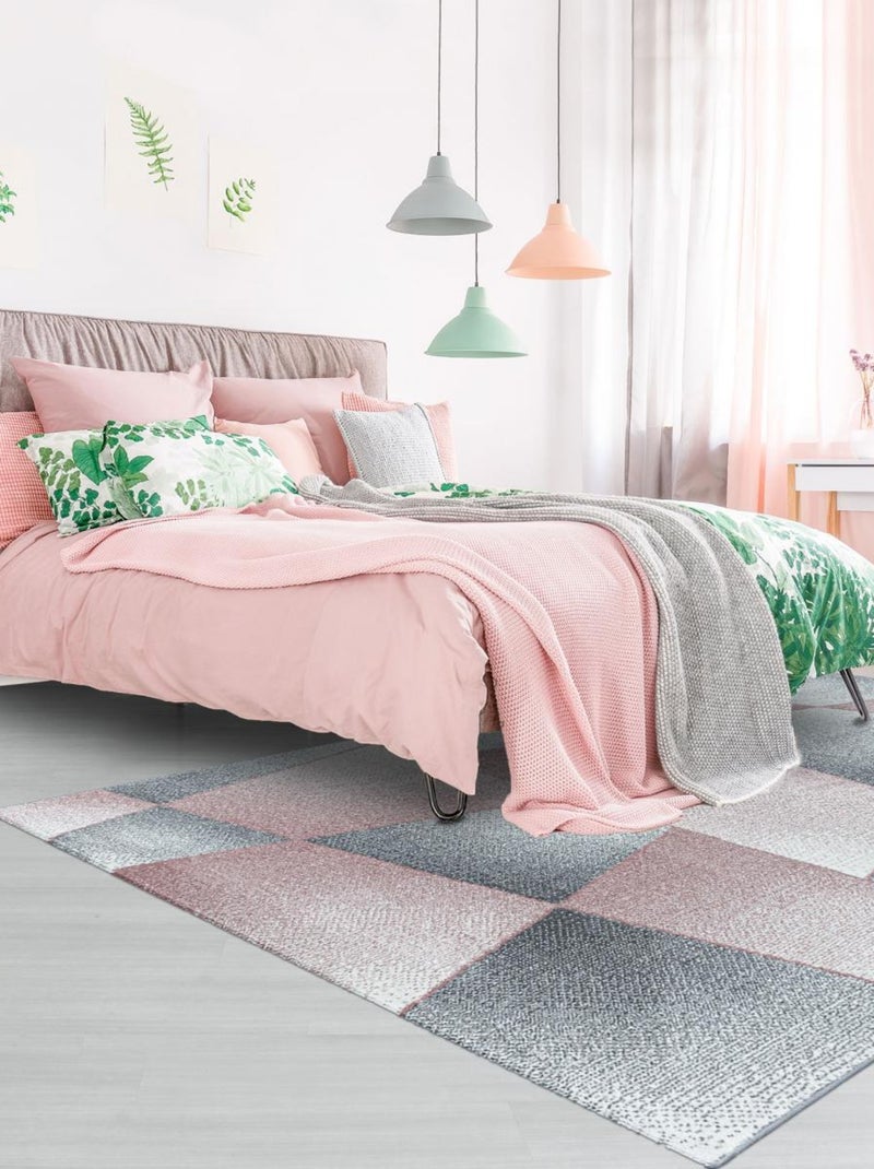 Tapis salon et chambre tissé motif pastel BENAPA Rose - Kiabi