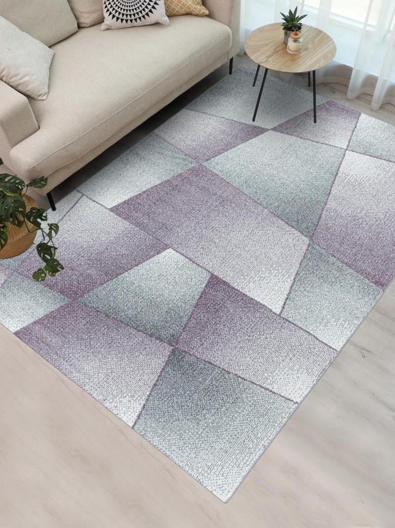 Tapis salon et chambre tissé motif pastel BENAPA Violet - Kiabi