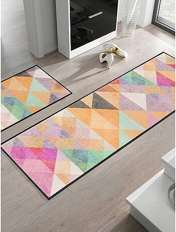 Tapis salon et chambre tissé motif pastel SANORA