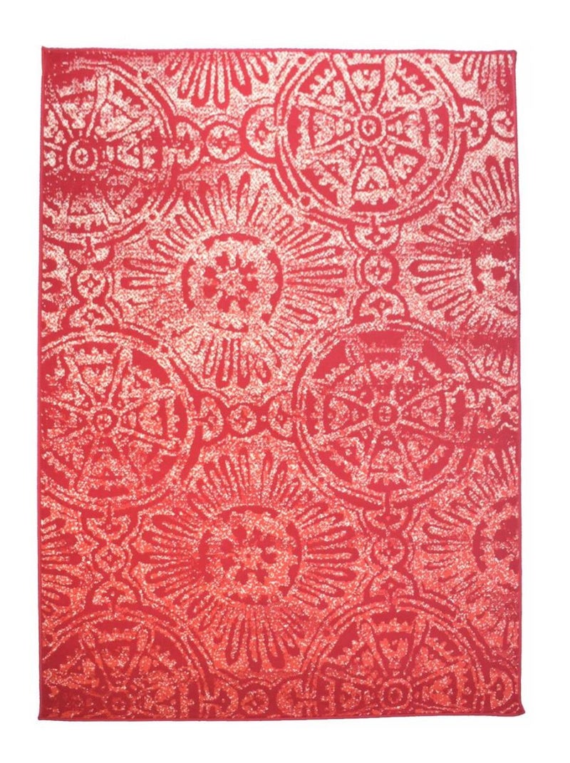Tapis salon et chambre tissé motif rétro-vintage LYN1 TRANBY Rouge - Kiabi