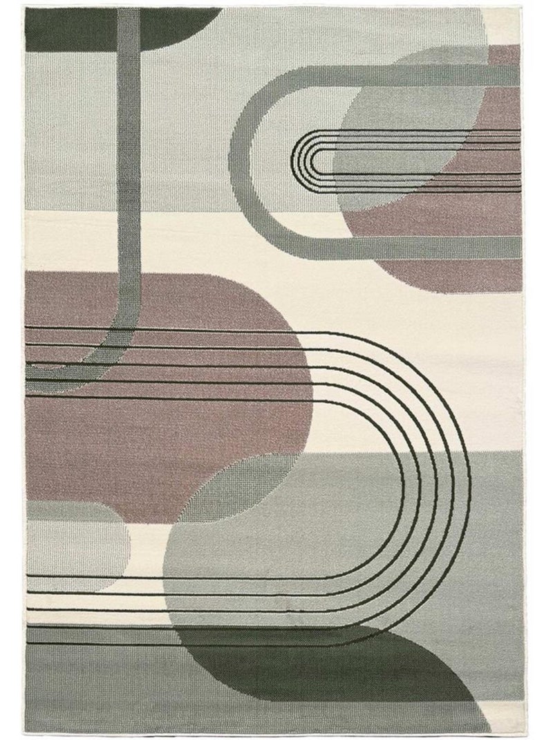 Tapis salon et chambre tissé motif rétro-vintage lyn49 courbla Vert - Kiabi