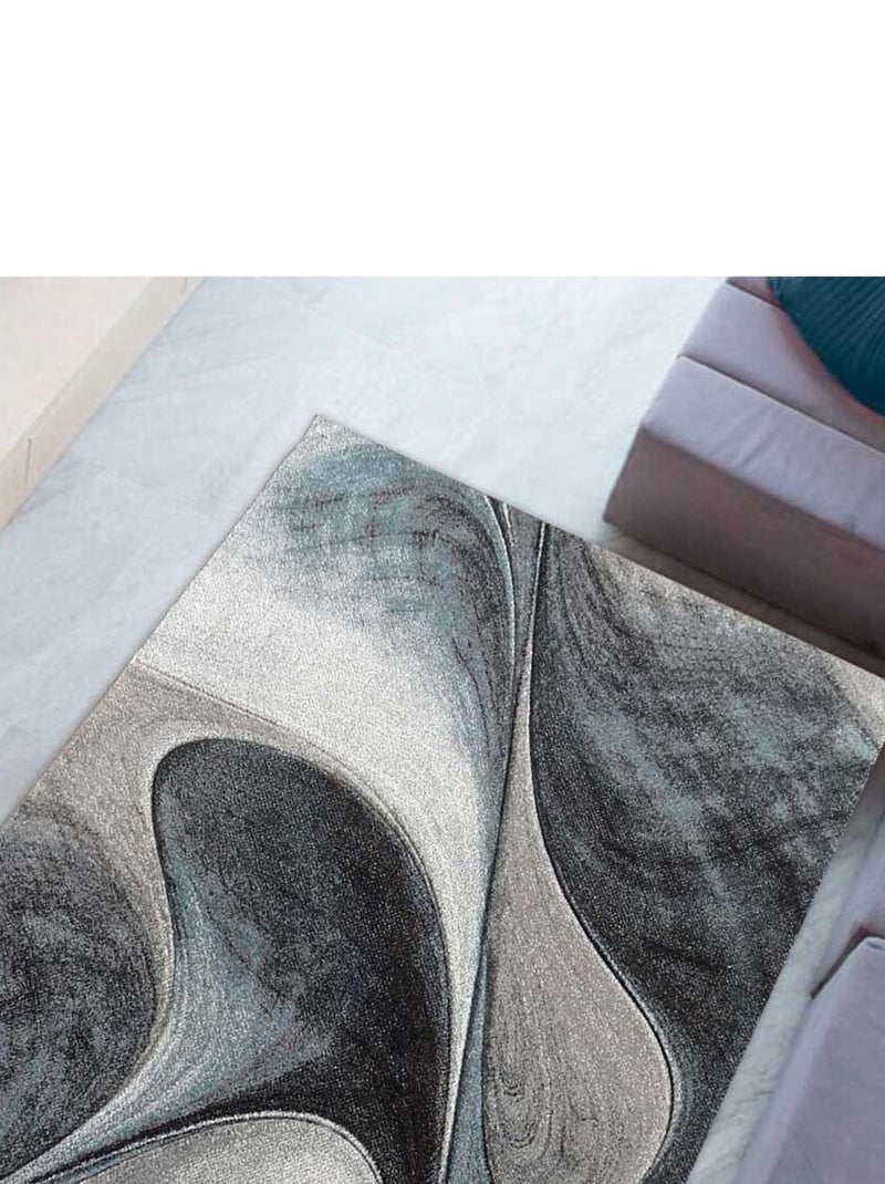 Tapis salon et chambre tissé Motif rond LYN8 Bleu - Kiabi