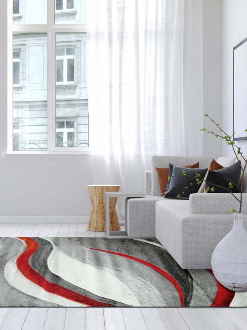 Tapis salon et chambre tissé motif rond VADALA Rouge - Kiabi
