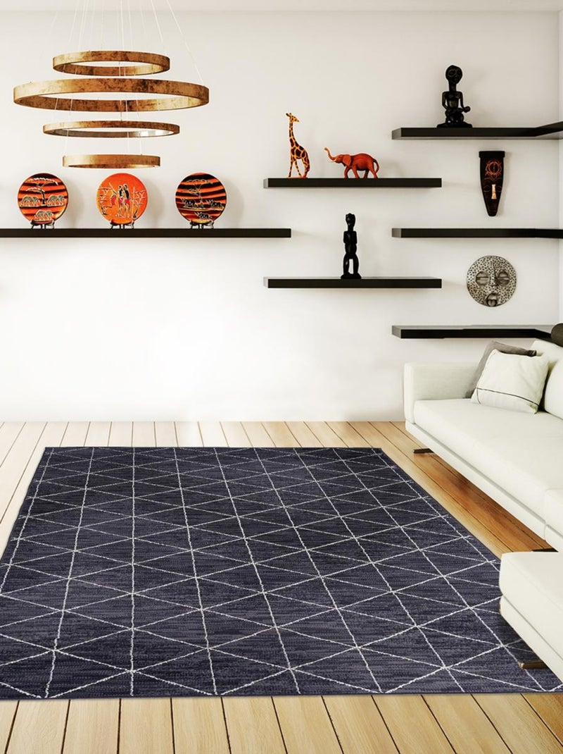 Tapis salon et chambre tissé motif scandinave AF1 FJIORD Gris - Kiabi