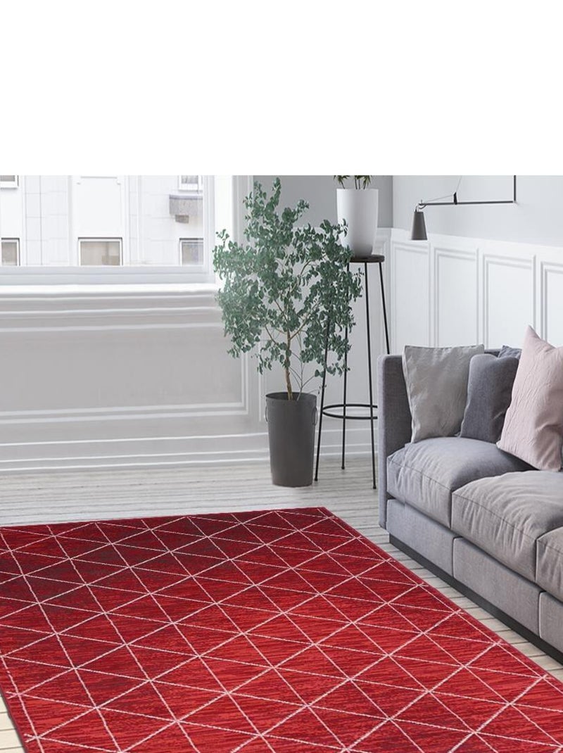 Tapis salon et chambre tissé motif scandinave AF1 FJIORD Rouge - Kiabi