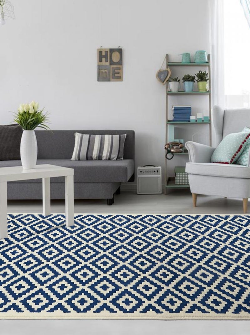 Tapis salon et chambre tissé motif scandinave AF2 ROMA Bleu - Kiabi