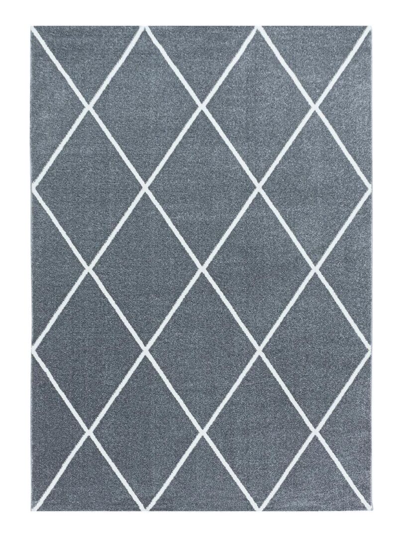 Tapis salon et chambre tissé motif scandinave BENAPO Argent - Kiabi