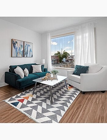 Tapis salon et chambre tissé motif scandinave CHEYANE