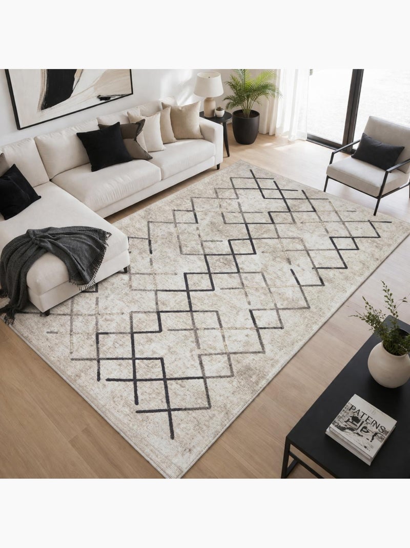 Tapis salon et chambre tissé motif scandinave JOINTA Ecru - Kiabi