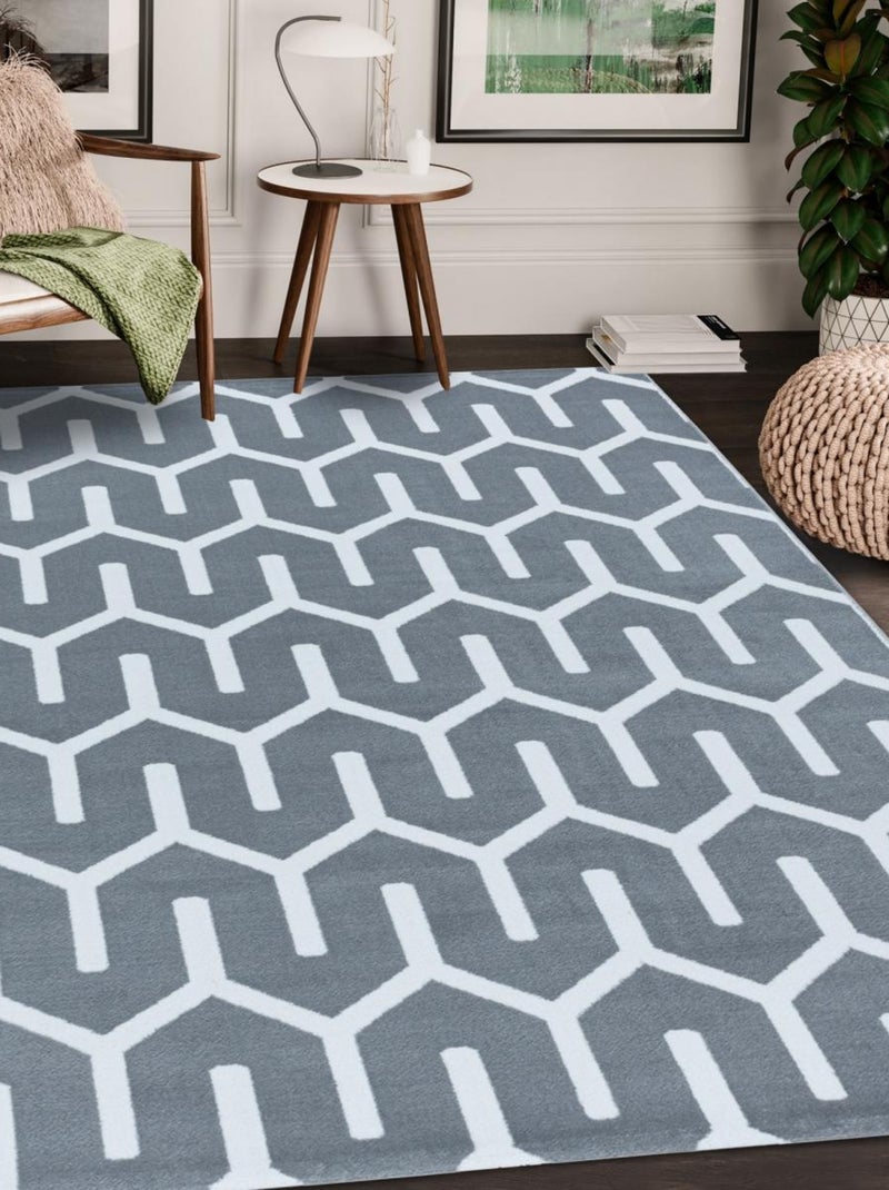 Tapis salon et chambre tissé motif scandinave LISUVE Gris - Kiabi
