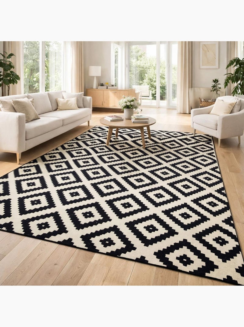 Tapis salon et chambre tissé motif scandinave LYN1 ROMA Ecru - Kiabi