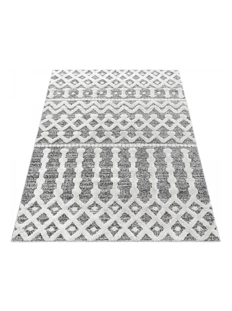 Tapis salon et chambre tissé motif scandinave PISTIOU Gris - Kiabi