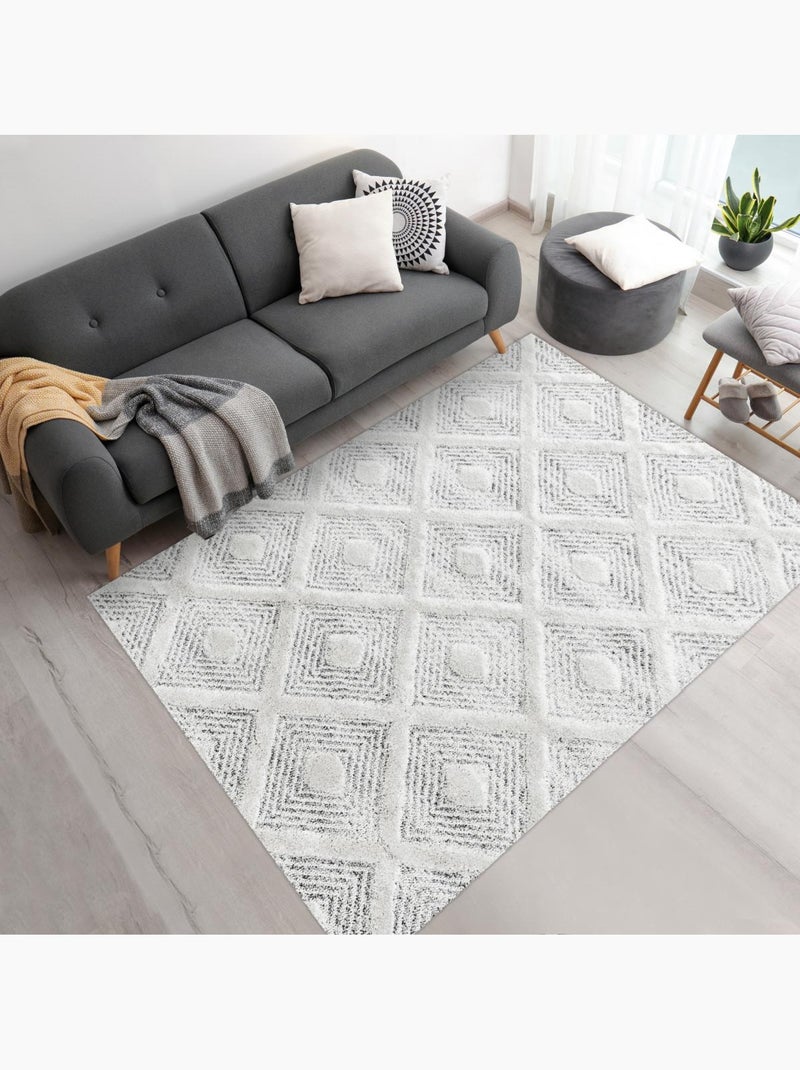 Tapis salon et chambre tissé motif scandinave PISTIOUM Gris - Kiabi