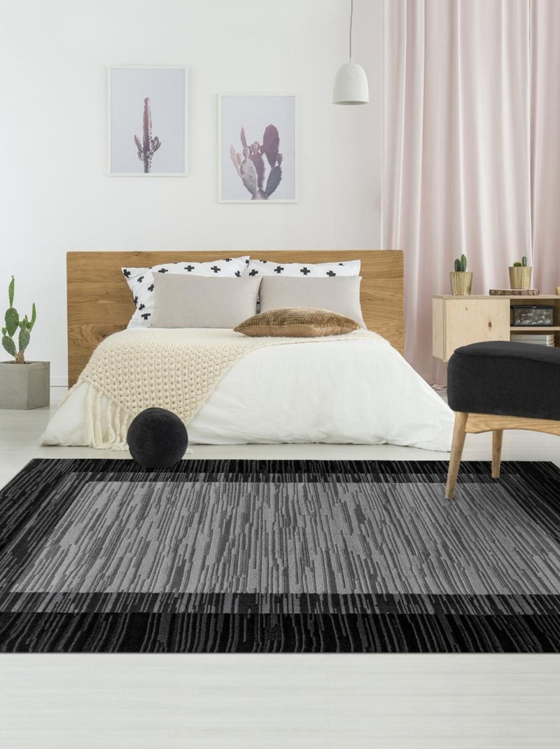 Tapis salon et chambre tissé motif simple BOBOTO Noir - Kiabi