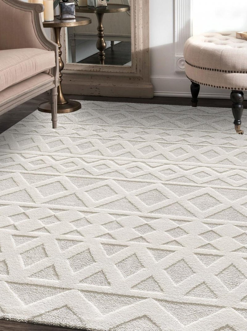 Tapis salon et chambre tissé motif simple LYN9 CERLOS Ecru - Kiabi