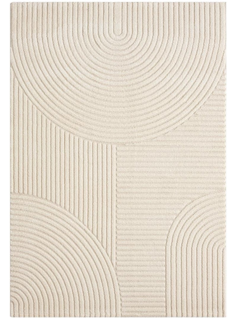 Tapis salon et chambre tissé motif simple LYN9 CERNAN Ecru - Kiabi