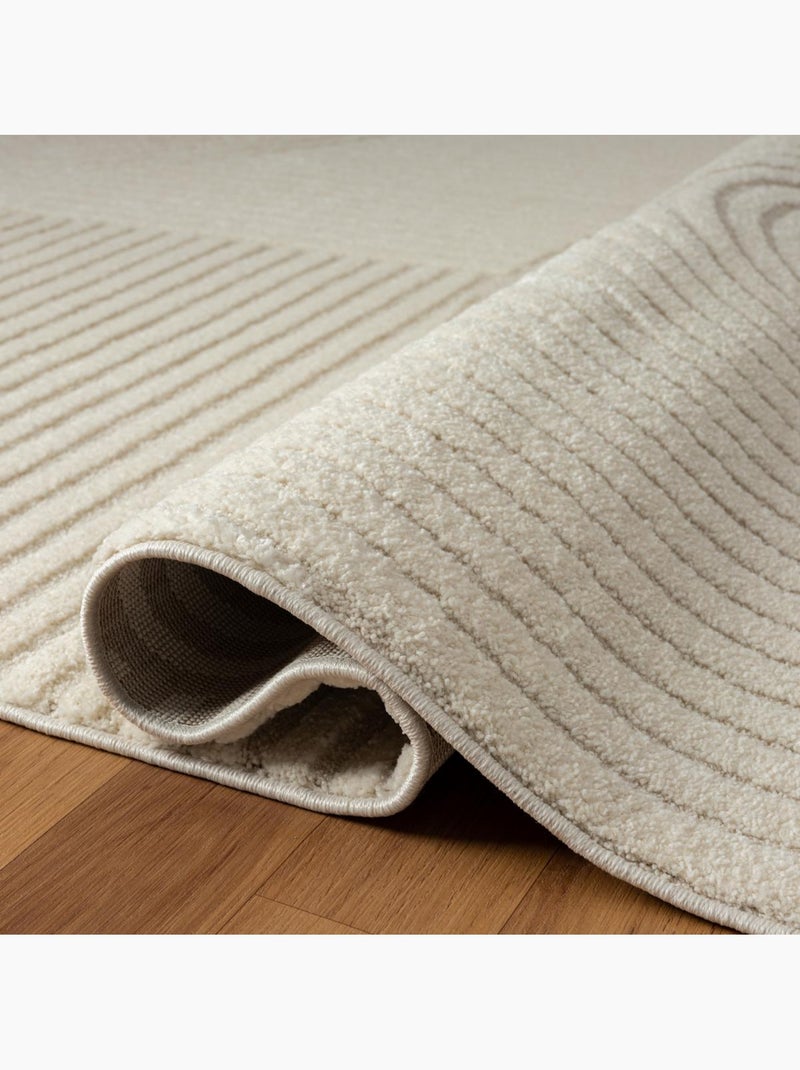 Tapis salon et chambre tissé motif simple LYN9 CERNAN Ecru - Kiabi