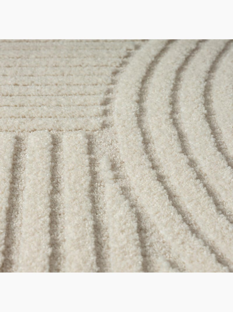 Tapis salon et chambre tissé motif simple LYN9 CERNAN Ecru - Kiabi
