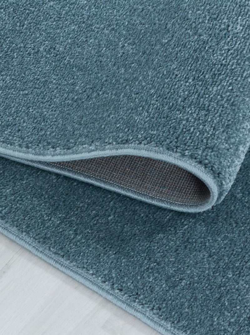 Tapis salon et chambre tissé motif uni BENAPO Bleu - Kiabi