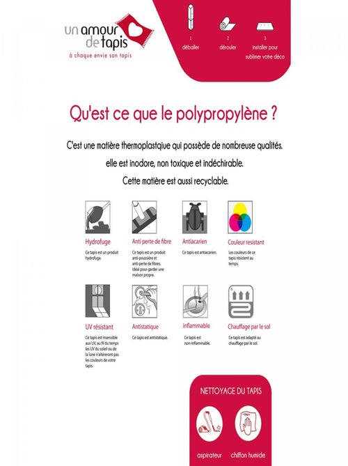 Tapis salon et chambre tissé motif uni EPAISSIA + - Kiabi