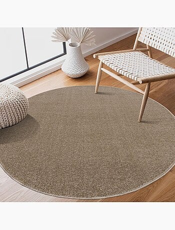 Tapis rond tissé motif uni NOSSA